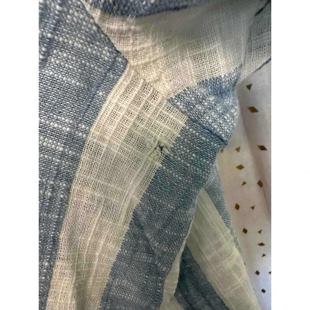 Free People We The Free Away At Sea Frayed Hem Button Down Striped Top L